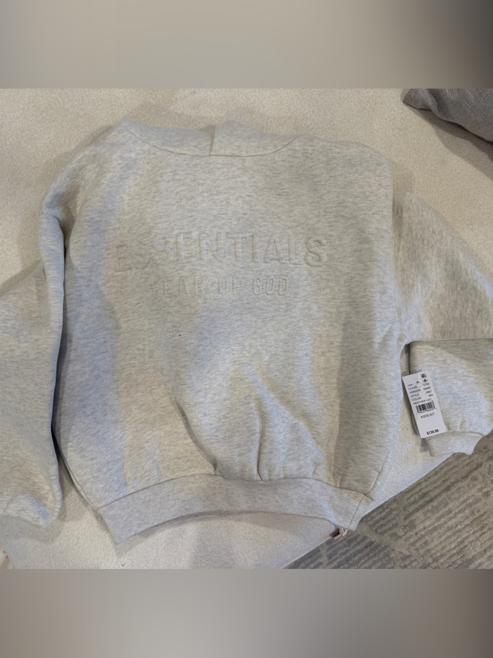 Essentials Kids Light Gray Embroidered Sweatshirt Hoodie